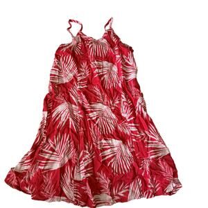 Love Fire Girls Pink White Palm Leaf Print Sundress Medium